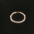 Elegant gold plated bracelet with rectangular cubic zirconia stones and folding clasp - Gold Rectangle Zirconia Bracelet (F2790)