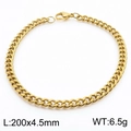Bracciale a catena cubana dorata con finitura lucida in stile minimalista 200x4,5 mm - 4.5mm / Oro