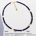 Lapis Lazuli Perlenkette mit Süßwasserperlen und vergoldeten Messingdetails - Gemischte Perlen Stil (款2)
