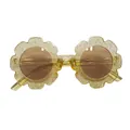 Flower shaped yellow glitter resin kids sunglasses with round tinted lenses - Kids / C30 Transparent Yellow Glitter Frame