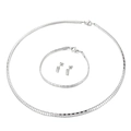 Set di gioielli in acciaio inossidabile argento con collana, bracciale e orecchini a perno - Stile Texture Segmentata (KS139793-Z)