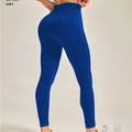 Leggings de yoga sans couture bleu électrique à taille haute et effet push-up - Bleu royal