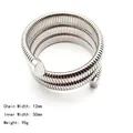 Detail of 12mm stainless steel spiral cuff bracelet with size and weight measurements - Triple Layer Knot Bracelet (12mm Width) / Steel