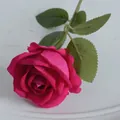 Single long stem artificial rose in vibrant magenta velvet fabric for home decor - 7cm / Freud (Velvet)