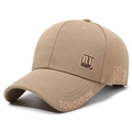 Khaki structured baseball cap with TOMORROW embroidery and textured pineapple fabric - Adjustable / Deep Beige