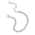 Silver stainless steel chain bracelet featuring a round solitaire cubic zirconia setting - Round Zirconia 3.7mm Curb Chain / Steel