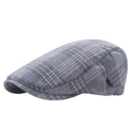 British style grey plaid beret for women with adjustable side metal buckle - Side Buckle Style / Dark Gray