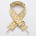 Adjustable yellow and beige bohemian jacquard canvas shoulder strap with gold clips - Style 201 - Gold Hardware