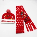 Red LED knit Christmas hat and scarf set with Merry Christmas and Let’s Get Lit text - Set 2 (Red Christmas Lights)