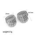 Dettaglio degli orecchini a conchiglia in argento con diamanti, misura 24mm x 26,7mm - Stile Conchiglia in Zirconia Argentata (TE60093-S-CZ)