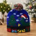 Blue LED Christmas knitted hat with dinosaur patterns and colorful glowing lights - Dinosaur