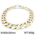 Chunky two-tone gold and silver stainless steel Cuban link chain necklace 30mm wide - Two-Tone Necklace