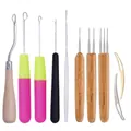 Professional 0.75mm dreadlock crochet hook tool set with bamboo and rubber handles - 5pcs Set + 0.75*3 Hooks + 2 Loopers