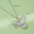 Collana con ciondolo ali d'angelo in argento con micro-pavé di zirconi e catenina - Argento con Strass Bianchi (801)