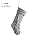 Grey 18 inch large cable knit Christmas stocking with hanging loop for holiday decor - Silver Grey
