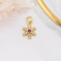 Pendentif flocon doré 18k avec pierre violette et zircons pour la création de bijoux - Or avec Zircon Rouge Pourpre