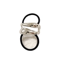 Black elastic hair tie featuring a textured silver irregular wavy metal accent - Brushed Double Buckle 5cm / Silver