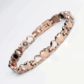 Rose gold magnetic heart link bracelet in stainless steel for women with therapy stones - Rose Gold