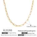 Minimalist 18k gold plated stainless steel paperclip chain necklace for women - Gold Paperclip Chain Necklace (XL31266)