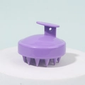 Purple silicone scalp massager brush with soft cone-shaped bristles and hanging hole - Purple