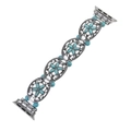 Silver metal floral apple watch band with turquoise gemstones in vintage style - 42/44/45/49mm / Style 3