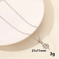 Minimalist silver stainless steel necklace with a polished star-shaped pendant charm - Silver Starburst (S1311-S+N22-S)