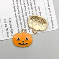 Orange enamel pumpkin pendant with gold metal base for Halloween jewelry making - Orange Pumpkin (18*16mm)