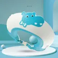 Blue cartoon hippo baby shower cap with adjustable strap for ear and eye protection - Hippo - Fresh Blue