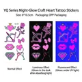 Adesivi per tatuaggi luminosi di San Valentino con motivi di rose e cuori neon - Stile Combinazione Rosa Diamante (YQ-003)