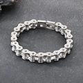 Pulsera para hombre de acero inoxidable plateado con diseño de cadena de bici y cierre - 230x11mm / Pulsera de Color Acero Mate(KB43128-D)