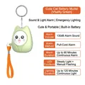 Cat-shaped personal alarm in vibrant green with orange lanyard and 130dB sound - Chinese Packaging / Cute Cat / Vitality Green