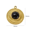 Details des 15mm runden 14K vergoldeten Boho-Anhängers mit facettiertem schwarzen Edelstein - Schwarzer Achat