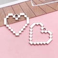 Silver pixel heart charms for DIY jewelry making in a minimalist retro metal style - Hollow Pixel Heart