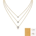 Three-layer gold S925 silver moissanite necklace with official GRA certification report - N15316 Moissanite - Triple Round with GRA Certificate