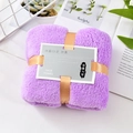Purple coral fleece face towel tied with orange ribbon, soft microfiber gift pack - Purple
