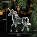 Decorazione natalizia a unicorno in acrilico trasparente con paillettes dorate - Unicorno Tipo B