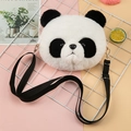 Cute panda plush crossbody bag with black adjustable strap for girls and kids - Black & White Panda