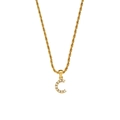 Collana a catena intrecciata placcata oro 18K con ciondolo lettera C e perle bianche - Lettera C