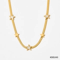 Gouden platte slangenketting set met vijfpunts sterhangers en witte schelpdetails - Gouden Witte Ster Ketting (KDD243)