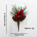 Künstlicher Kiefernzweig mit roten Beeren und Zapfen, 10 cm Weihnachts-DIY-Dekoration - 5 Beeren Kiefernnadel Zapfen Pick
