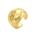 Anello aperto largo dorato minimalista con texture martellata artigianale e finitura lucida - Fascia Larga Martellata Oro / Oro