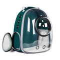 Dark green cat carrier backpack with transparent space capsule bubble and breathable mesh door - Dark Green Transparent Shell Space Capsule Black Ring