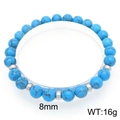 Bracciale di perline di turchese sintetico blu da 8mm con distanziatori in metallo argento - Stile Turchese Sintetico Blu Testurizzato (KB205850-Z)