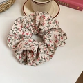 Chouchou crème à motif floral rouge et dentelle, style champêtre français élégant - 39# Fond Beige Fleurs Rouges (HH3984)