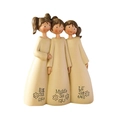 Escultura de resina de tres hermanas en color beige con grabado Big Middle y Lil Sis - Tres Chicas (Hermanas)