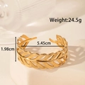 Golden heart-shaped textured open bracelet with elegant leaf patterns for women - YB-067 Leaf Texture Style