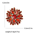 Broche de flor vintage con cristales rojos y acabado dorado para ropa de mujer - Rojo