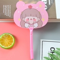 Pink cartoon fan pen featuring a cute character illustration with matching pink barrel - Flower Girl Pink