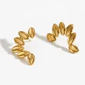 Pendientes de hoja en forma de C de acero inoxidable 316L chapados en oro de 18 quilates - Estilo Dorado (KD3311)