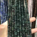 Natural dark green abacus stone beads held in hand for DIY jewelry making - Sparrow Stone / 5*8mm (approx. 73 pcs/strand)